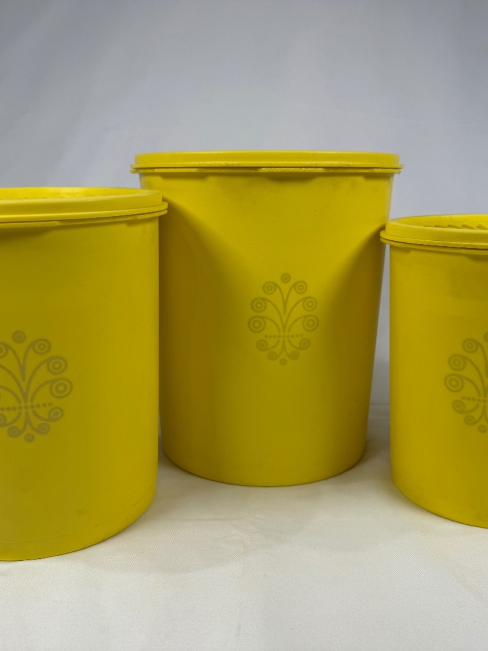 Vintage Tupperware Yellow Canister Set 3 Pc Retro Kitchen Storage Mid Century
